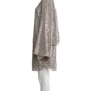 NWT Mestiza Silver Sequin Stretch Elastic Waistband Mini Dress Open Back XL
